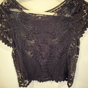 Express Black Floral Lace Top